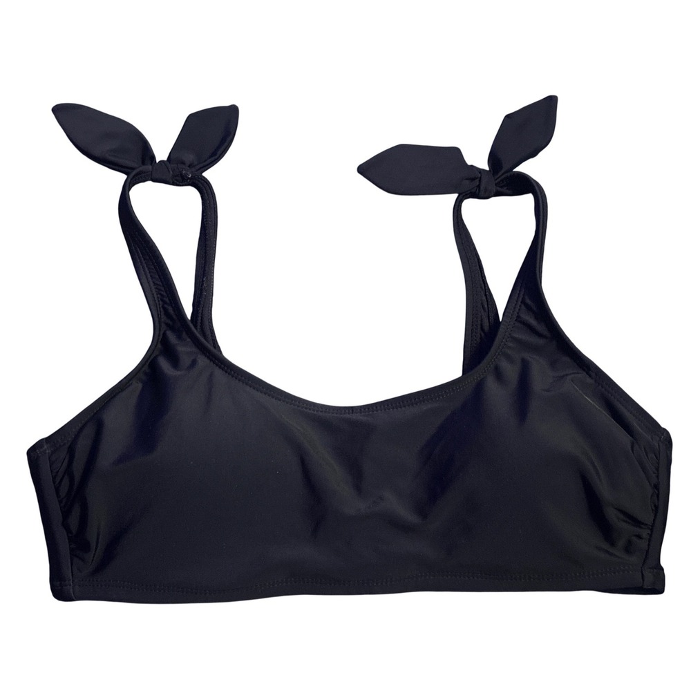 Xhilaration Black Bikini Top Tie Shoulder Tie Back Swimwear D/DD